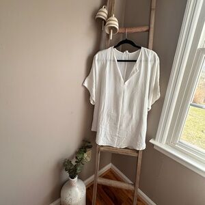 Chic Soul Ivory V-Neck Textured Blouse